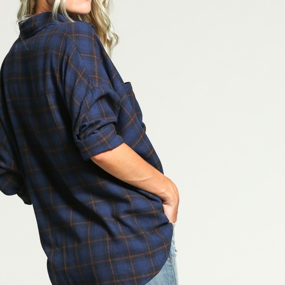 Tartan plaid flannel oversized button down shirt - Picture 4 of 6